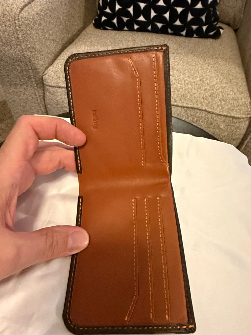 Bellroy Brown Leather Bi-Fold Wallet with Contrast Stitching